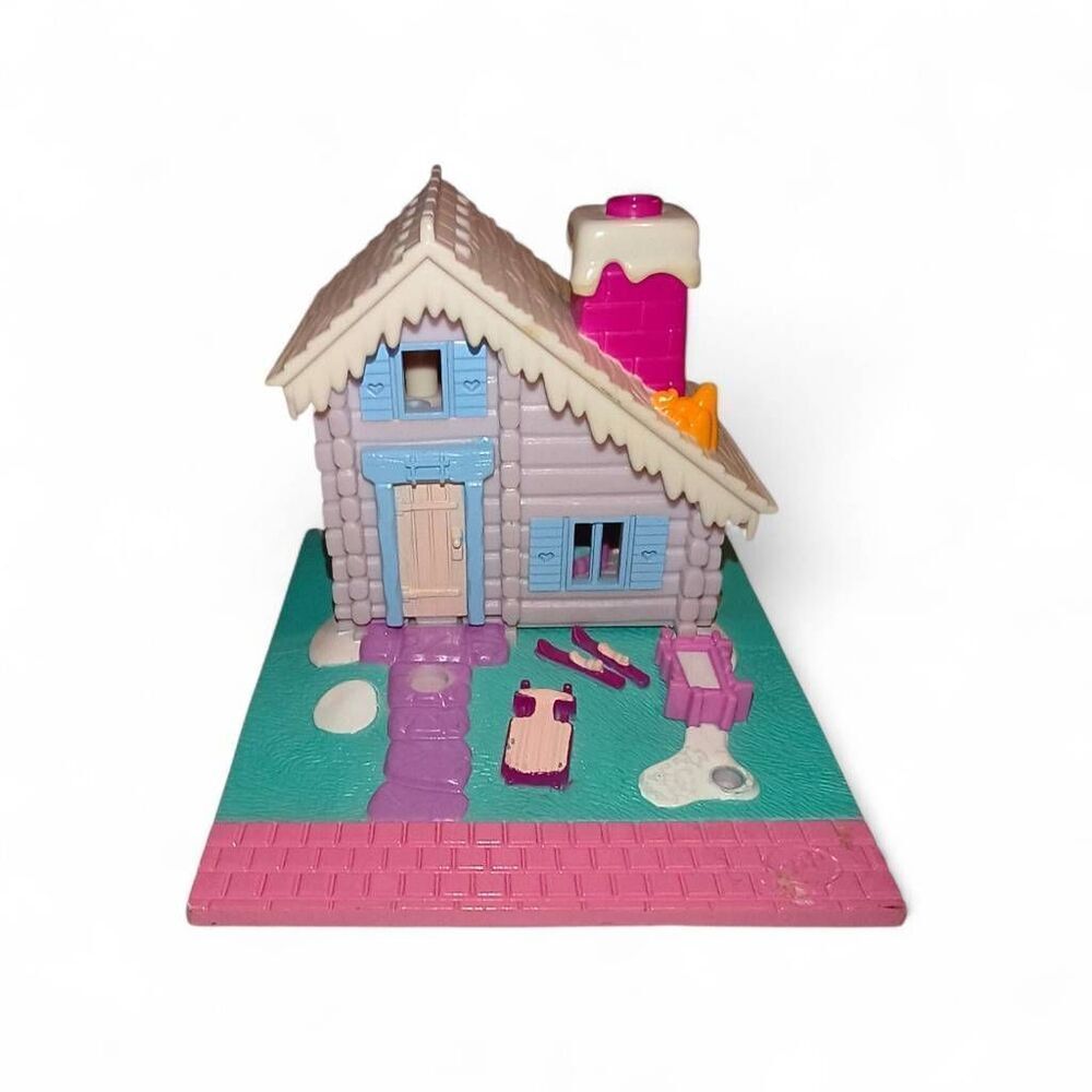 Vintage 1993 Bluebird Polly Pocket Pollyville Winter Ski Lodge House Only AS IS